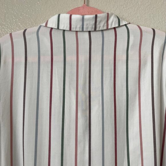 Cozy Earth Shirt Womens XL White Striped Pajama Top Long Sleeve Lounge Sleepwear - Picture 10 of 13